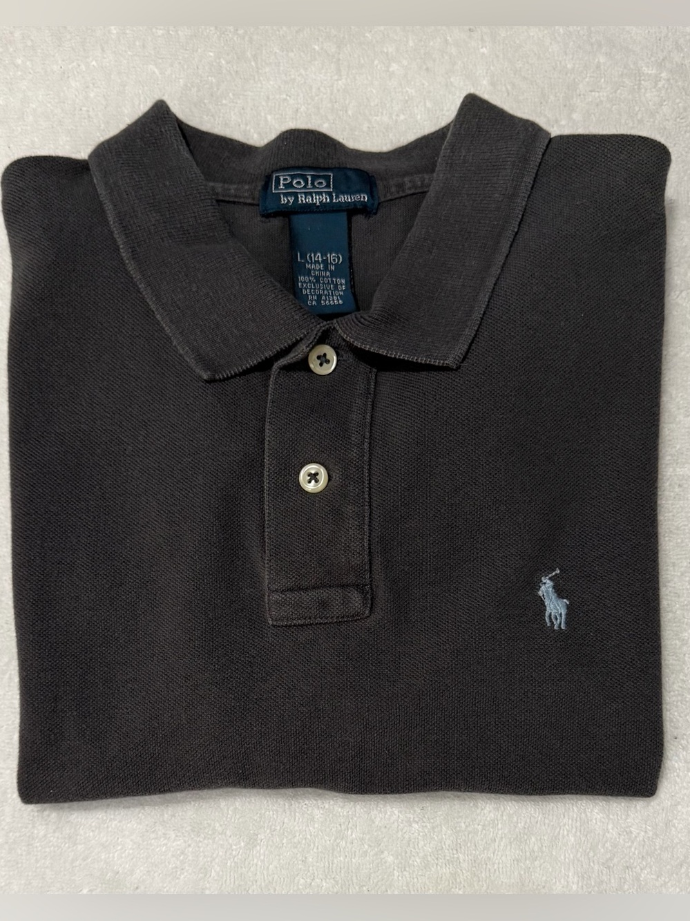 Boys Polo by Ralph Lauren Gray Polo with Light Blue Poloman Size Large 14-16